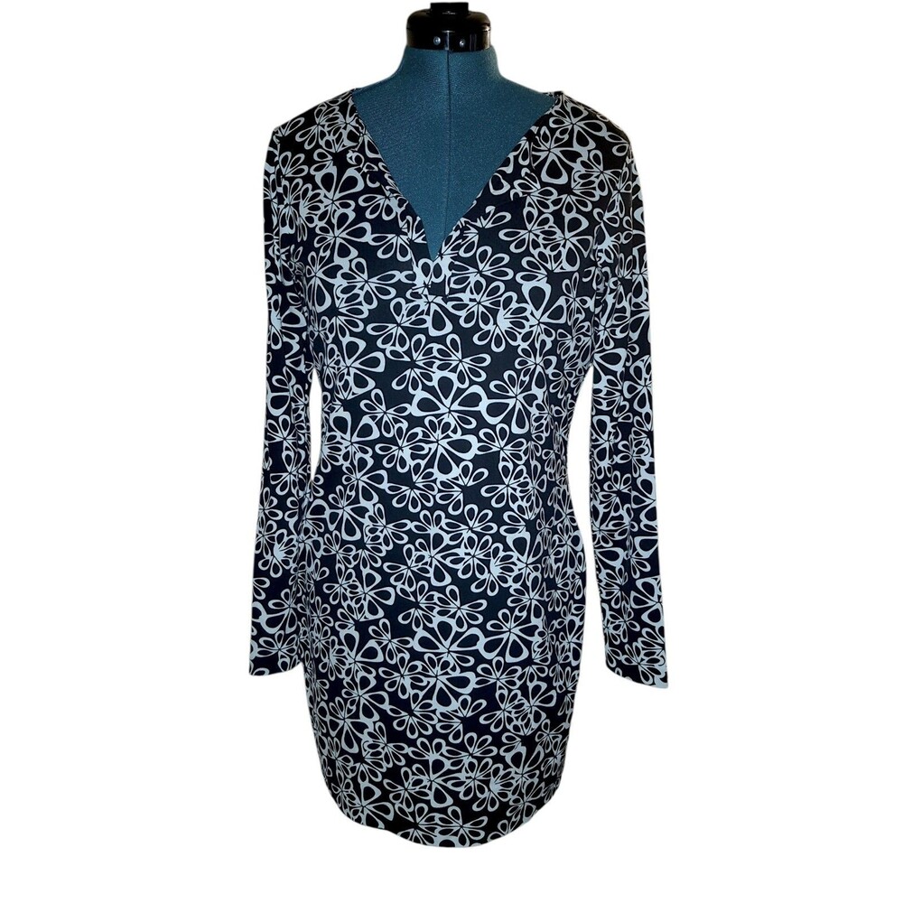 Diane Von Furstenberg DVF Reina Women's Black White Floral Spring Dress 10